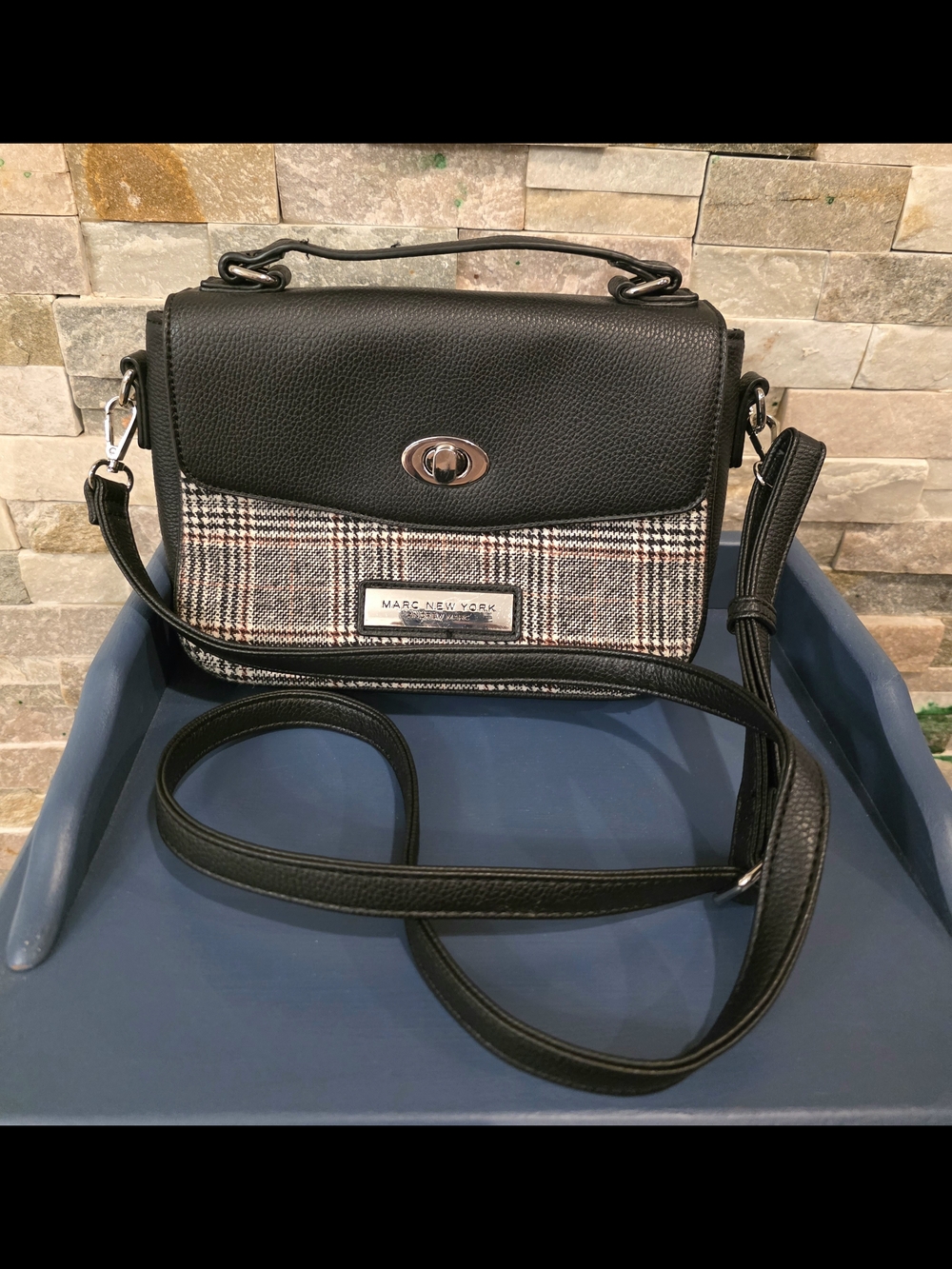 Marc New York Black Plaid Crossbody Bag